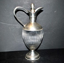 Carafe rétro Pichet Aiguière en verre moulé et étain