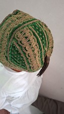 ANCIEN BONNET VERT VELOURS "LE MINOR BRETAGNE" BÉBÉ/ENFANT.  BRODERIE CANETILLE 