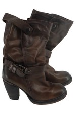 PAKROS Bottes Femme Marron Cuir Vintage Boucle Élégant (EU 37)