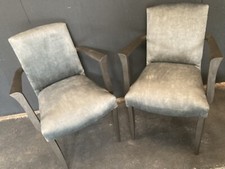 Paire de Fauteuils Bridge Velours Bleu Canard