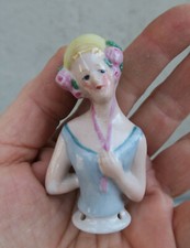 Pin cushion lady rose tiara Porcelain half doll German halfdoll handpainted