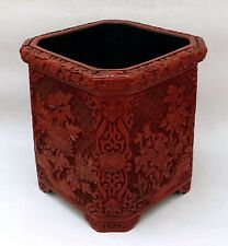 Chinese pot red lacquered pen signed