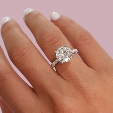 Bagues de mariage pour femmes coupe ronde 3,50 ct IGI Lab diamant cultivé or ...