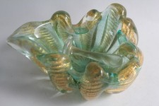 MURANO Cendrier verre poudre d'or Barovier Toso (63597)