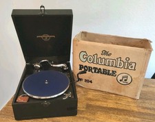 Columbia No 204 Phonographe/ gramophone valise avec Son Rare Carton d'origine.