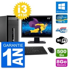 PC Tour HP 400 G1 Ecran 19" Intel i3-4130 RAM 8Go Disque 500Go Windows 10 Wifi