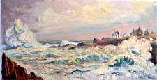 GRAND TABLEAU MARINE HUILE SUR