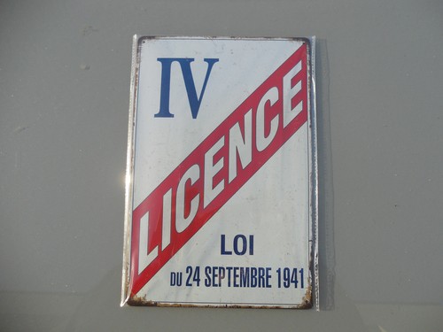 Plaque metal licence bar - iv,