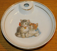 ASSIETTE CHAUFFANTE à bouillie bébé PORCELAINE pillivuyt FRANCE chat CAT katze