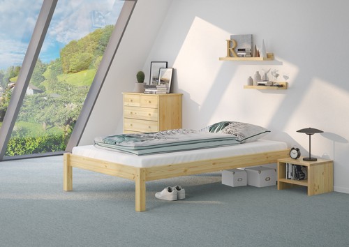 Lit jeune pin naturel - , 120x200