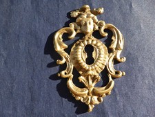 Entrée serrure laiton Personnage style Louis XIV 11,5 x 7,8 cm