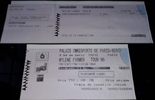 MYLENE FARMER BILLET DE CONCERT + TICKET PAIEMENT TOUR 96 BERCY 31 MAI 1996