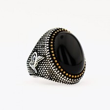 Bague En Argent Sterling Onyx Noir Pour Homme 925 Argent Sterling