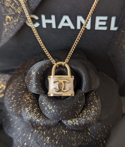 Collier émail cadenas - , rose
