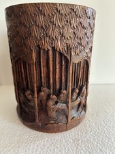 BOÎTE À PINCEAUX  CHINOISE SCULPTÉE DANS DU BAMBOU XIX Siècle