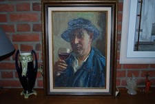 PEINTURE AU COUTEAU SUR BOIS 1950 SIGNEE RAYMOND TELLIER CADRE 53X70 TOILE 38X55