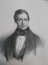 Gravure ancienne-C.De Bériot-Grevedon-Roger-Lith.signée par Grevedon.