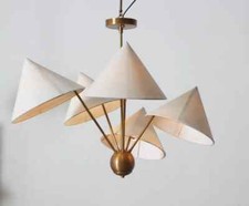 Luminaire suspendu cinq abat-jour en lin pour lustre Spoutnik style italien