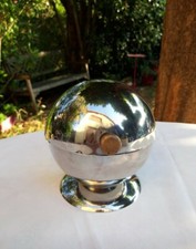 Sucrier boule bistrot en inox vintage années 70 avec poignée en laiton