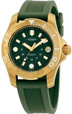 NEW VICTORINOX SWISS ARMY MEN'S GOLD PVD STAINLESS STEEL CASE GREEN WATCH 241557