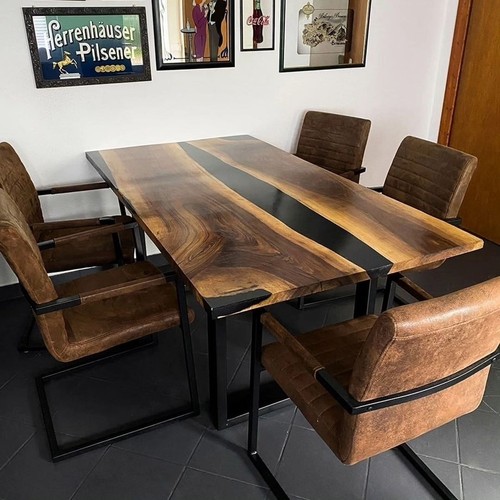 Table bois époxy noir - en,