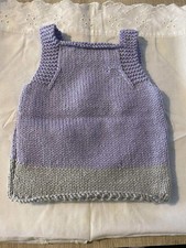 vetement bébé Pull sans manche (6-9 Mois) Tricoté main Couleur Violet et Gris