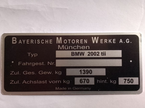 Plaque identification bmw - plaque, d'identification
