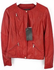 Veste En Jean RICHMOND Femme (UE) 44 Fermeture Éclair En Cuir D'Agneau Rouge
