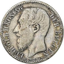 [#1166342] Belgium, Leopold II, Franc, 1887, Silver, VF, KM:29.1