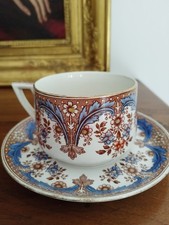 DÉJEUNER Tasse à Chocolat/Thé + Soucoupe faïence Sarreguemines Digoin XIXe-19e