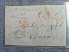 Lac Naples Pour Lyon Par Bateau Poste. Cachet Rouge Marseille ,et 2 Siciles 1861