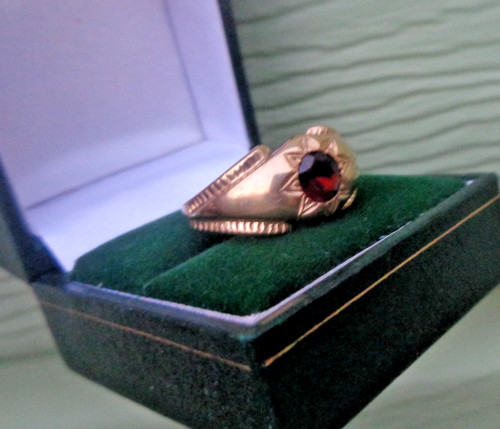 Bague sceau grenat 9ct - or,