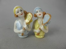 2 DEMI-FIGURINES EN PORCELAINE MINI TENNIS WOMAN BAIGNEUSE LADY HALF DOLL 310