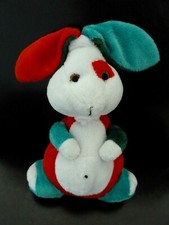91. DOUDOU PELUCHE SAMM TRADING LAPIN TIWI  BLANC VERT ROUGE BILLES TTBE