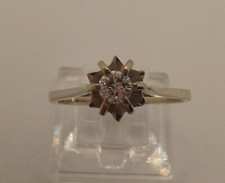 Ancienne bague / solitaire de fiançailles en or blanc 18 k et diamant