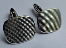 Boutons De Manchette Rhodié argent gravé effet diamanté bijou vintage 1782