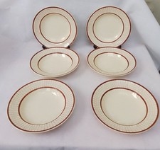 Longchamp : 6 Assiettes Creuses Motif Géométrique Point Émaillée Blanc Colmar...