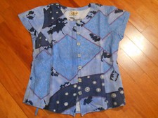 HAUT BLEU IMPRIME « TERRACOTTA » TAILLE 38/40