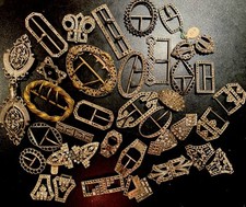 Rare Big Lot Job Bijoux Pince À Foulard Broches Boucle Ceinture French Antique 2