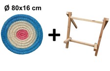 Cible de tir à l'arc de paille Ø 80 x 16 cm peint + Stand