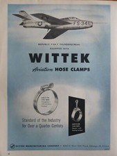 7/1953 PUB WITTEK CHICAGO AVIATION HOSE CLAMPS REPUBLIC F-84F THUNDERSTREAK AD