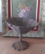 JOLI TRAVAIL ART POPULAIRE CORBEILLE FIL DE FER VERS 1900 