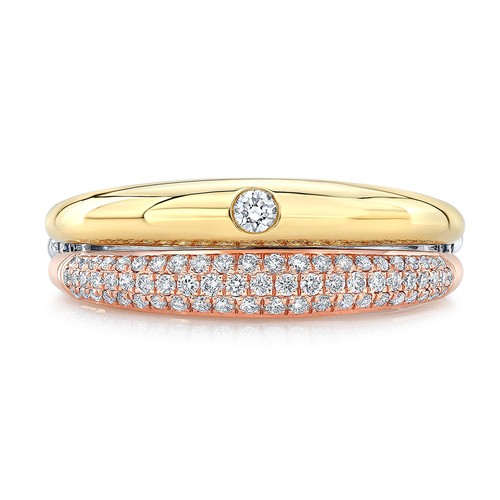 14k tri couleur - tri, bague