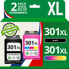 Pack 2 cartouches compatible avec HP 301 XL noir et couleur - SANS NIVEAU ENCRE 