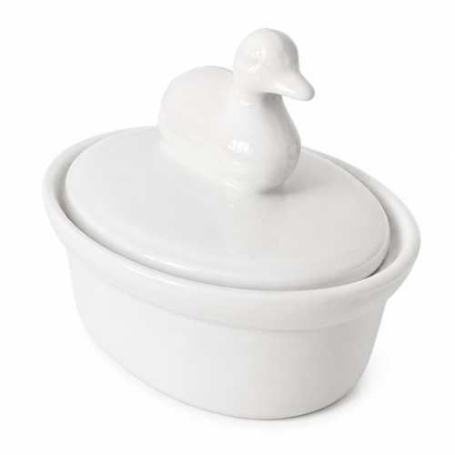 Vintage white ceramic duck - white,