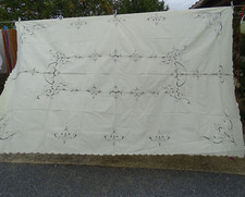 Textile Ancien Nappe broderies