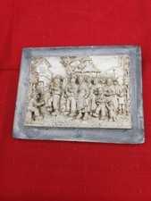 Ancien Tableau Concrétion Calcaire "fête Au Village" (c9)