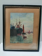 AQUARELLE MARINE PORT signé