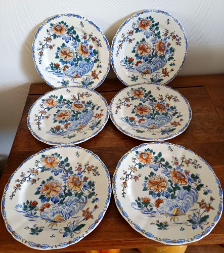 Assiettes gien coq pivoine - , 6