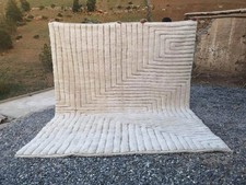 Tapis en laine berbère marocain blanc Beni Ourain design fait main tapis de luxe